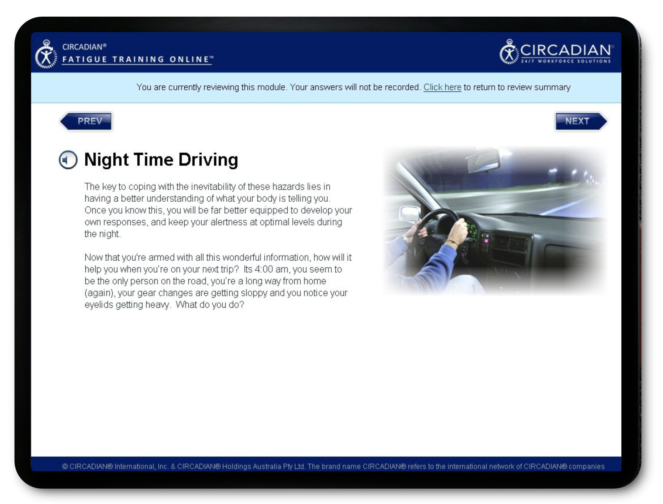 Fatigue Training Online for Drivers  
